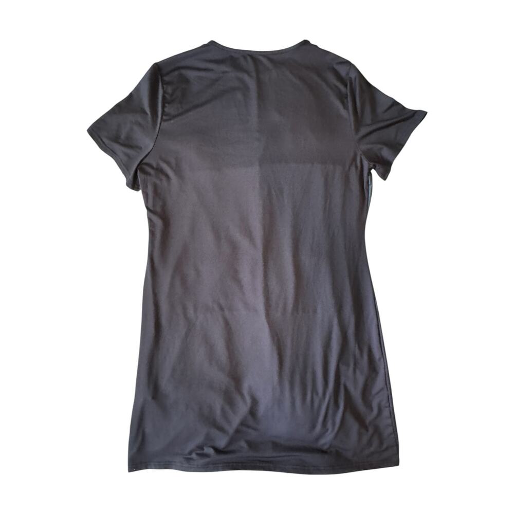 SHEIN Women’s Colorblock Faux Leather Patch T-Shirt Dress XL Black Short Sleeve - Picture 4 of 6